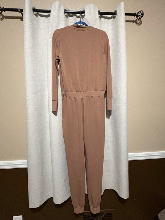 Calvin Klein Women's Brown Zip-Front Jumpsuit with CK Belt - Picture 7 of 8